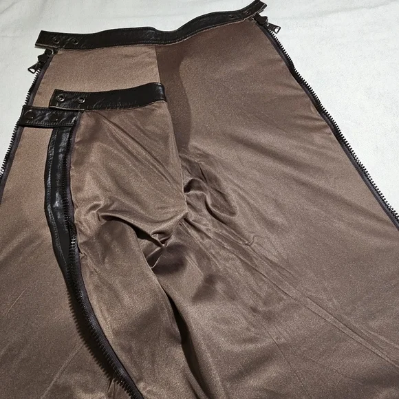 Leather pants. Brown Women's size 28 button waist zipper down the leg - Picture 6 of 7